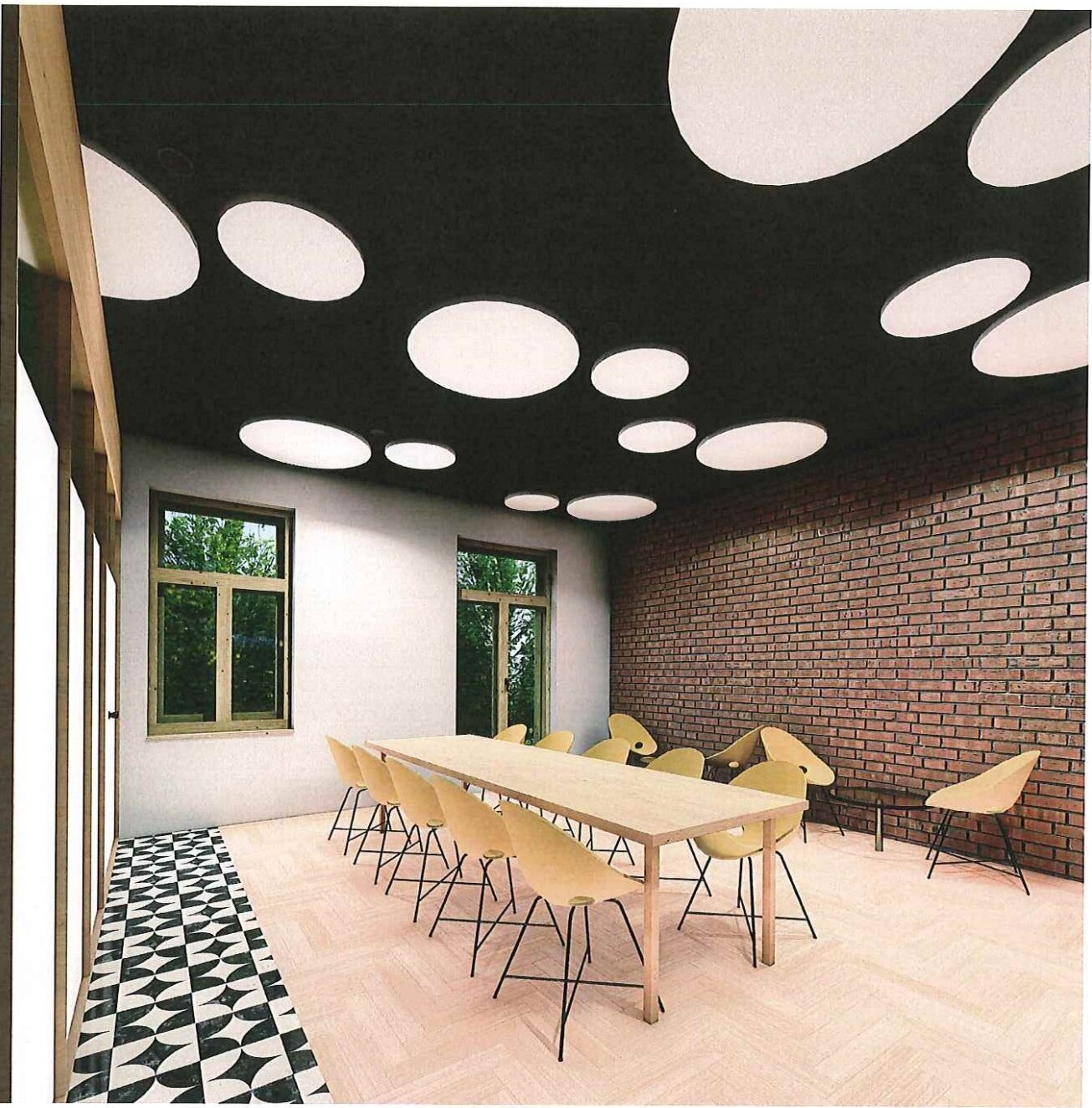 Vizualizácia coworkingovej / konferenčnej miestnosti